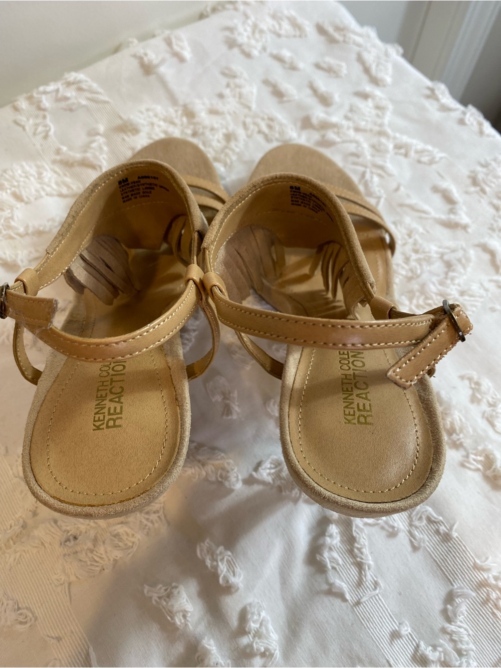 Kenneth Cole Reaction Tan Fringe Suede Open-Toe Heels - Picture 5 of 11